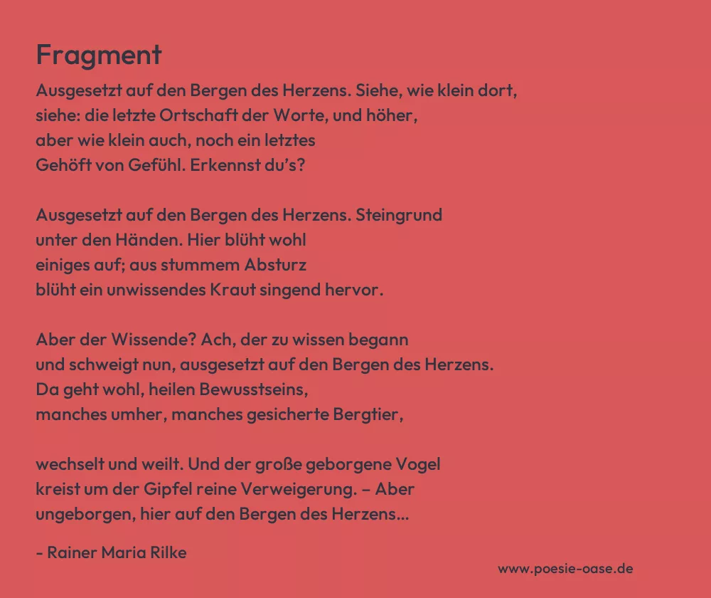 Gedicht: Fragment von Rainer Maria Rilke