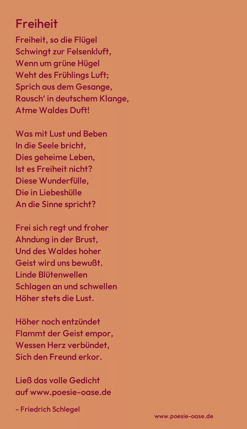 Gedicht: Freiheit von Friedrich Schlegel