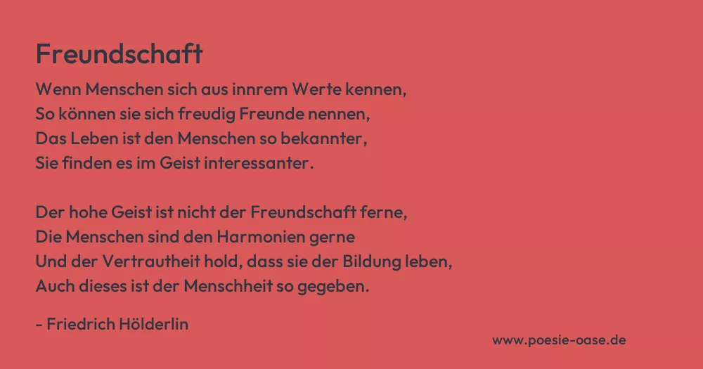Gedicht: Freundschaft von Friedrich Hölderlin