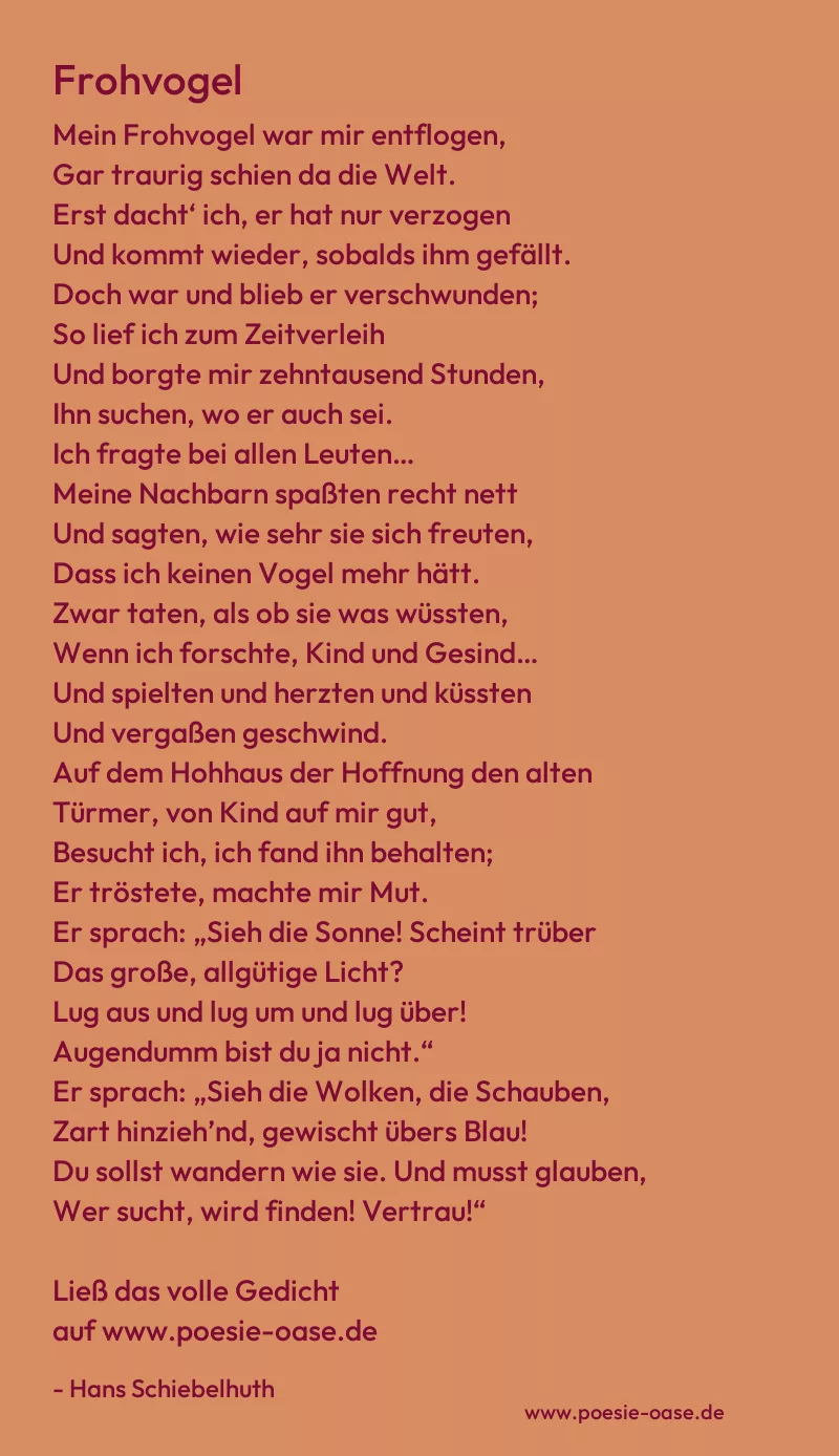 Gedicht: Frohvogel von Hans Schiebelhuth