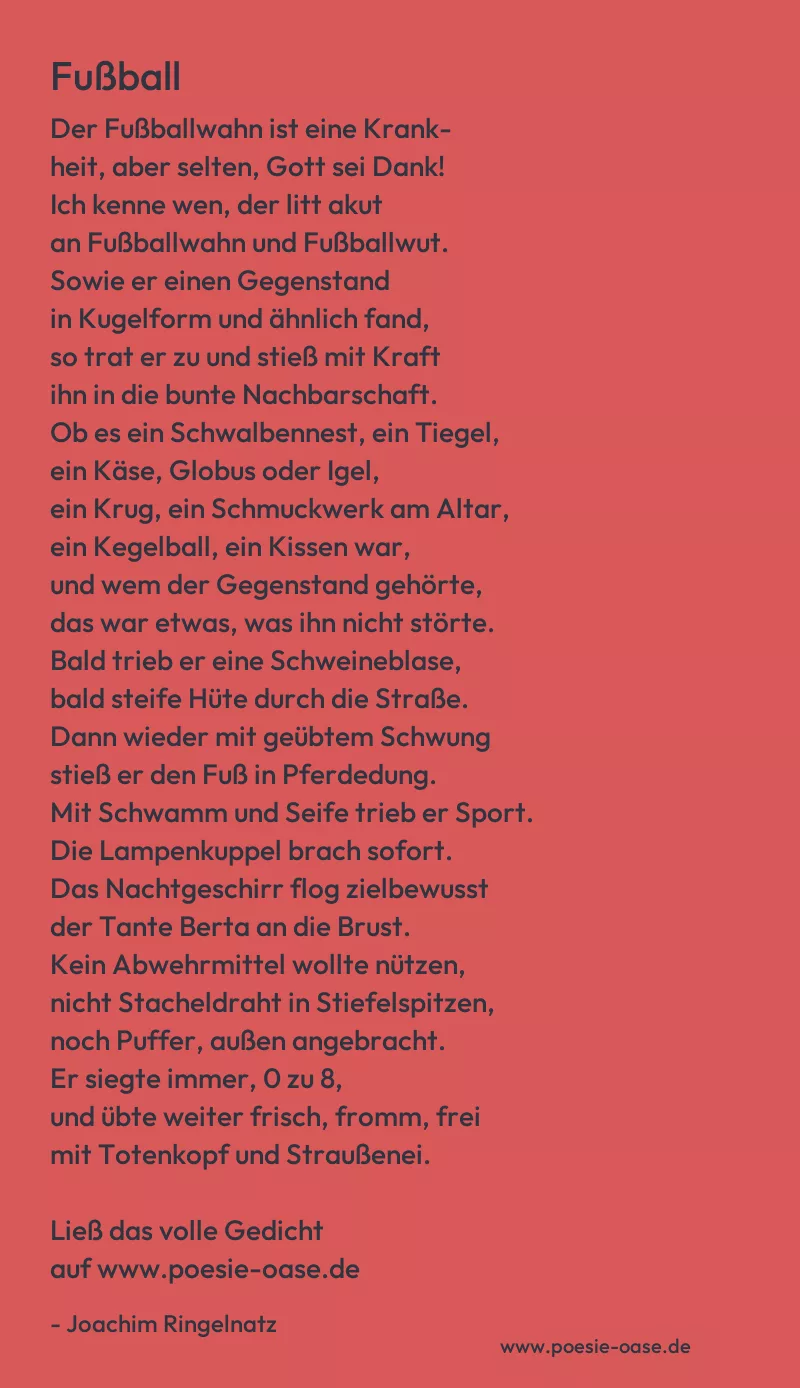 Gedicht: Fußball von Joachim Ringelnatz