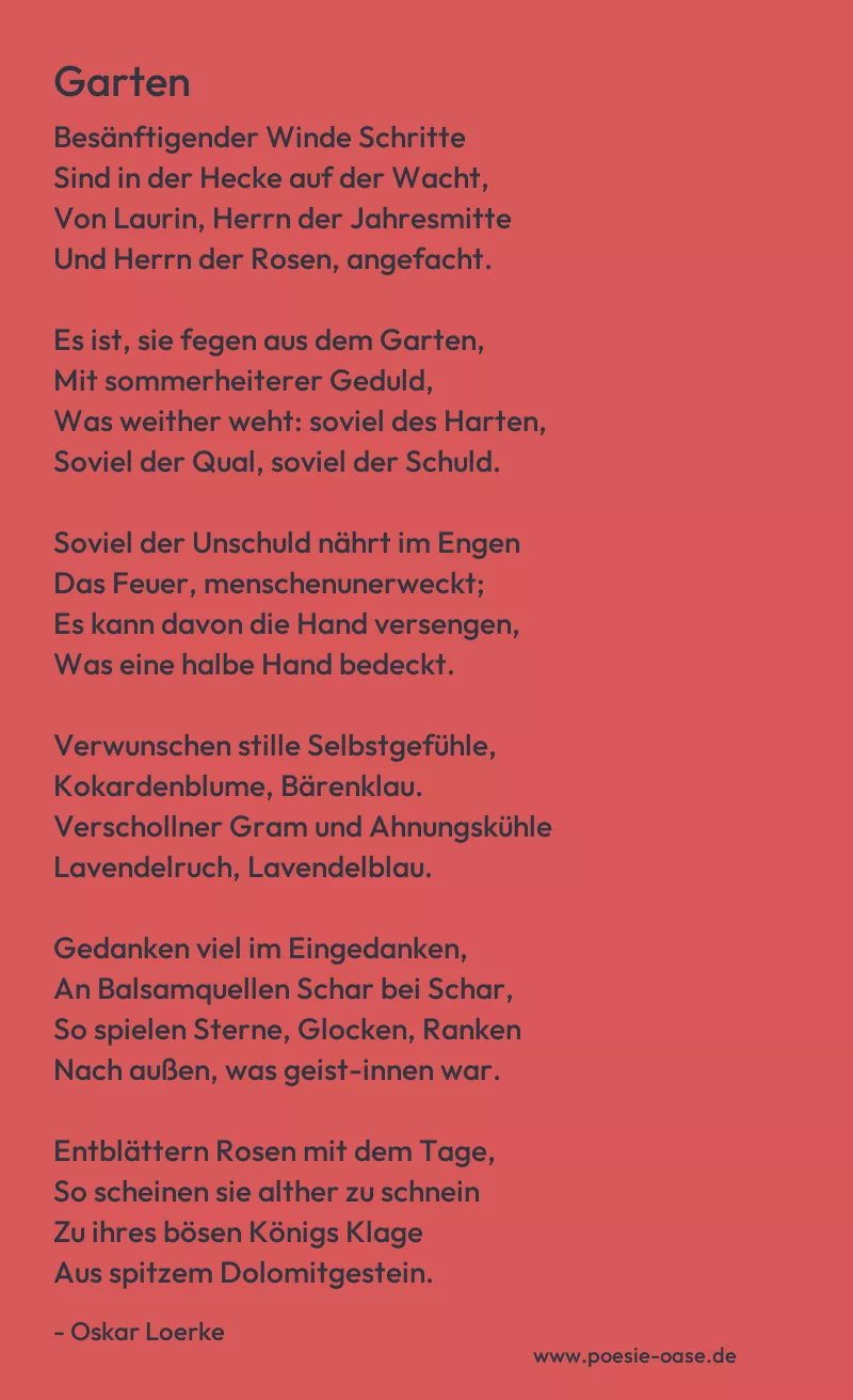 Gedicht: Garten von Oskar Loerke