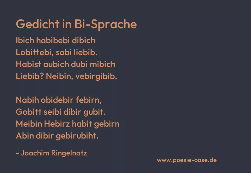 Gedicht: Gedicht in Bi-Sprache von Joachim Ringelnatz
