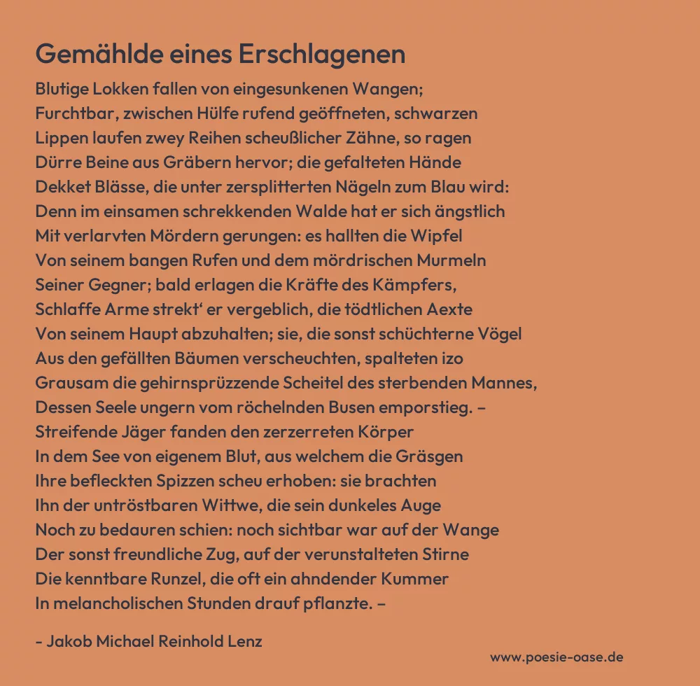 Gedicht: Gemählde eines Erschlagenen von Jakob Michael Reinhold Lenz
