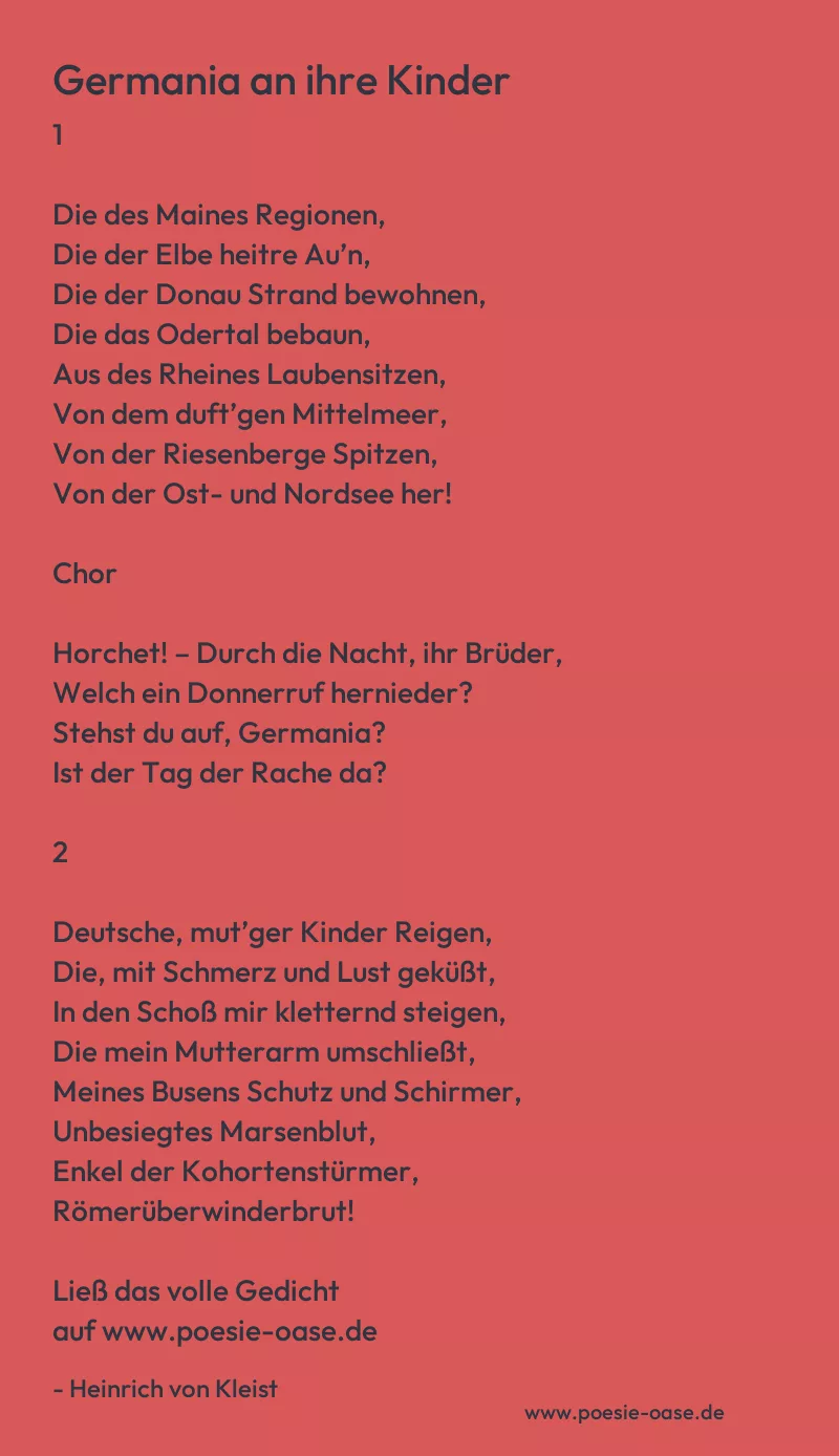 Gedicht: Germania an ihre Kinder von Heinrich von Kleist