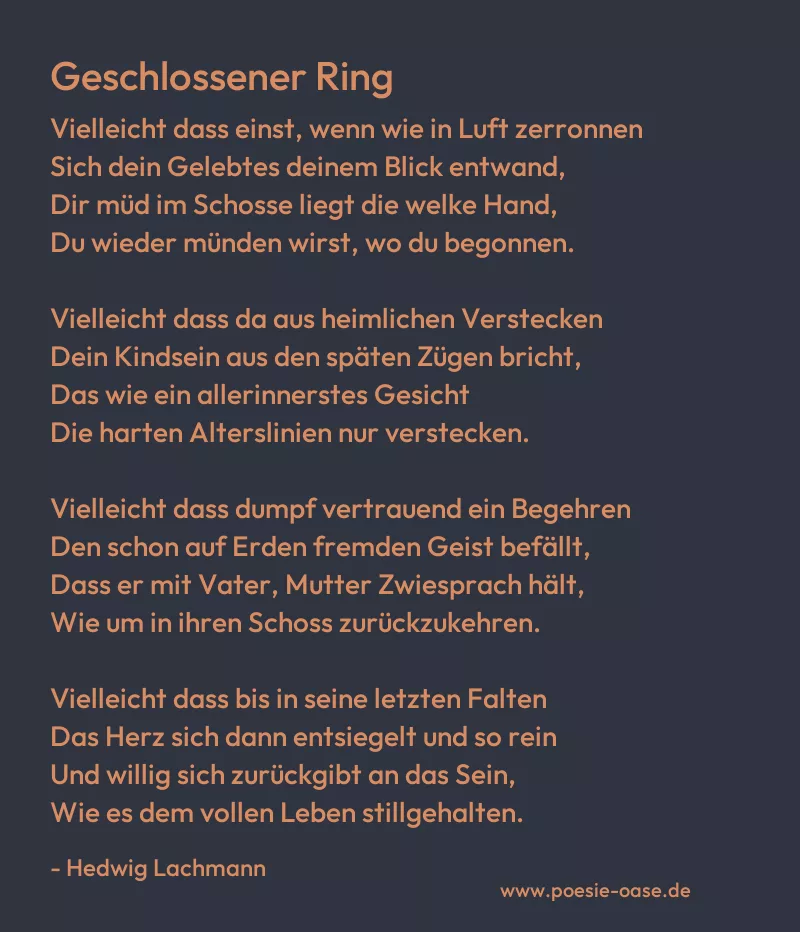 Gedicht: Geschlossener Ring von Hedwig Lachmann
