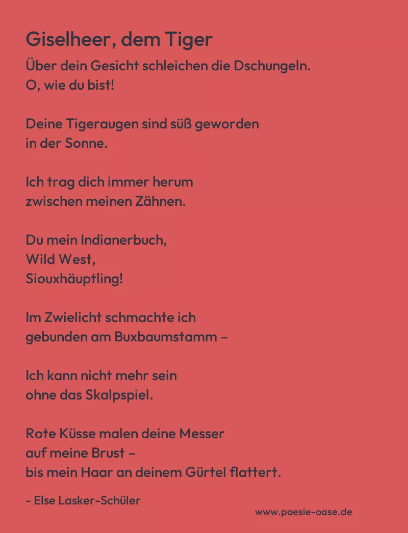 Gedicht: Giselheer, dem Tiger von Else Lasker-Schüler
