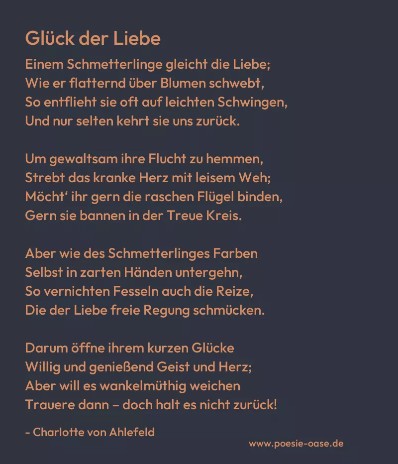 Gedicht: Glück der Liebe von Charlotte von Ahlefeld