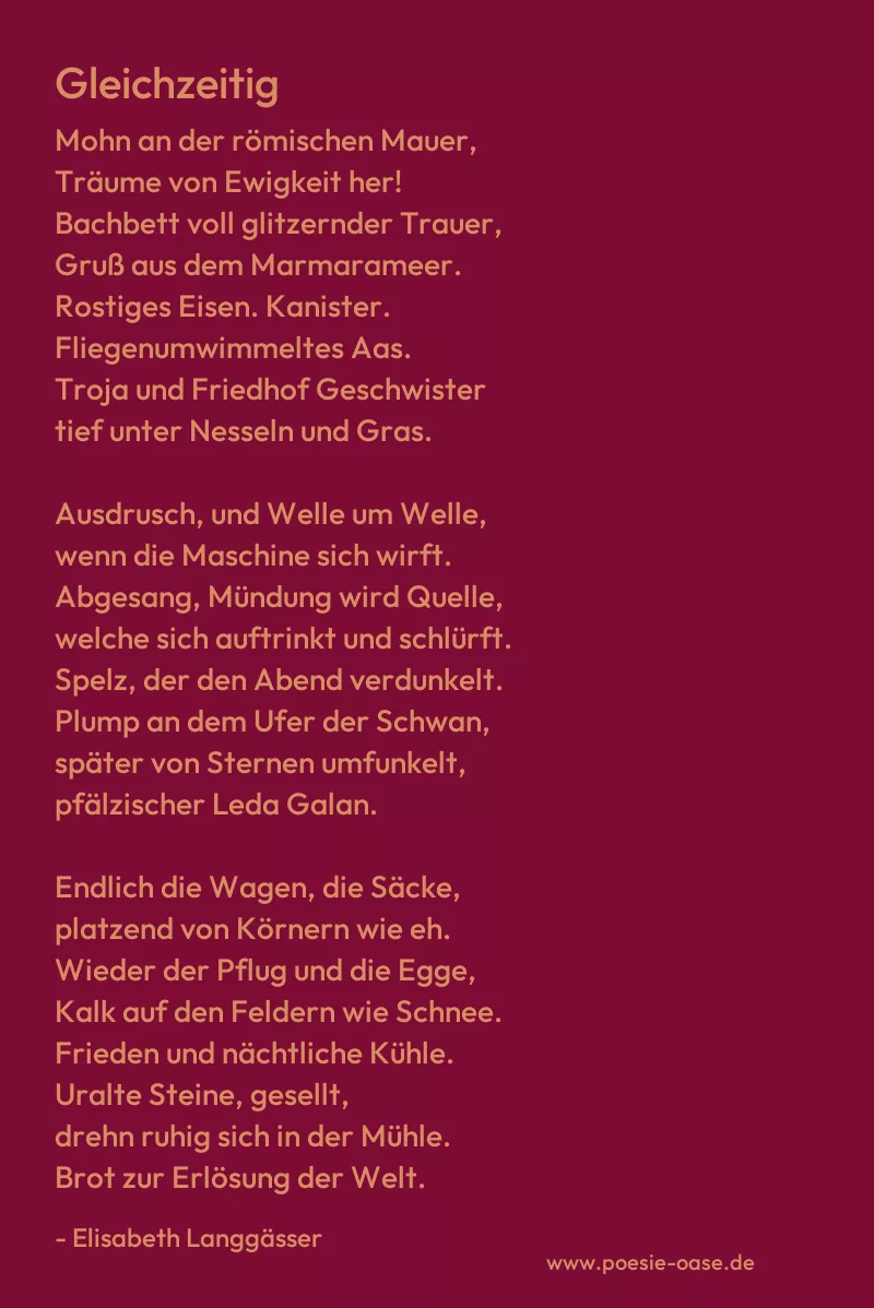 Gedicht: Gleichzeitig von Elisabeth Langgässer