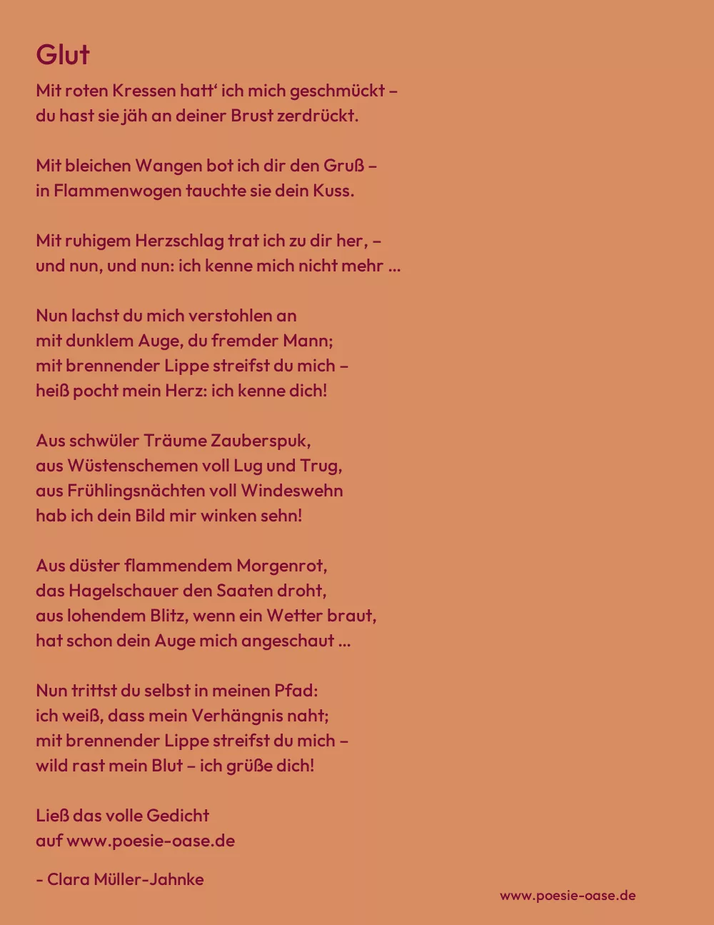 Gedicht: Glut von Clara Müller-Jahnke