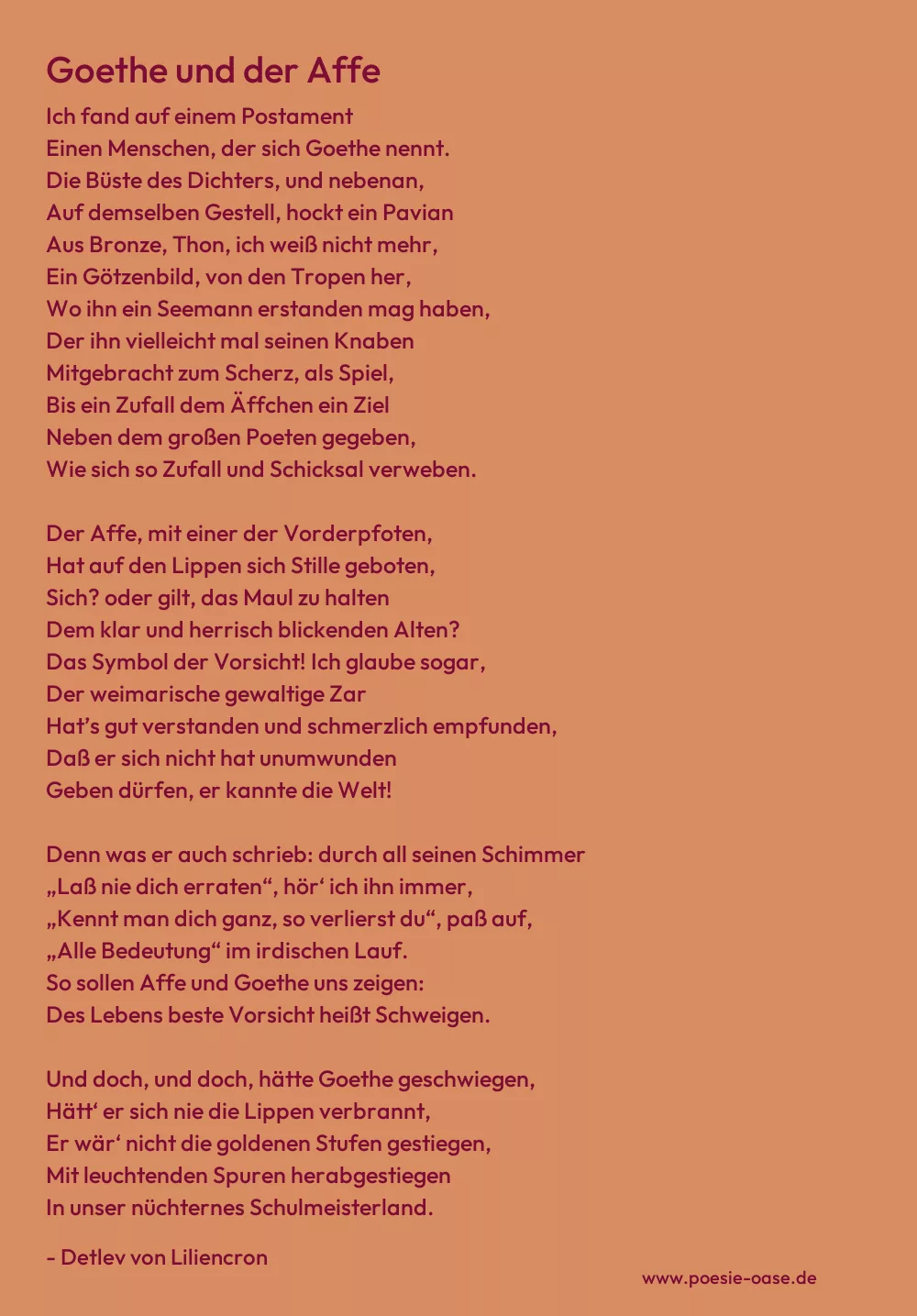 Gedicht: Goethe und der Affe von Detlev von Liliencron