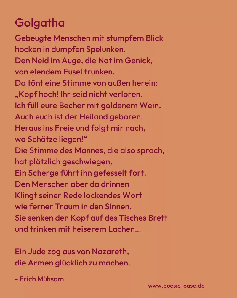 Gedicht: Golgatha von Erich Mühsam
