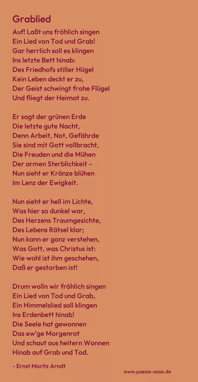 Gedicht: Grablied von Ernst Moritz Arndt
