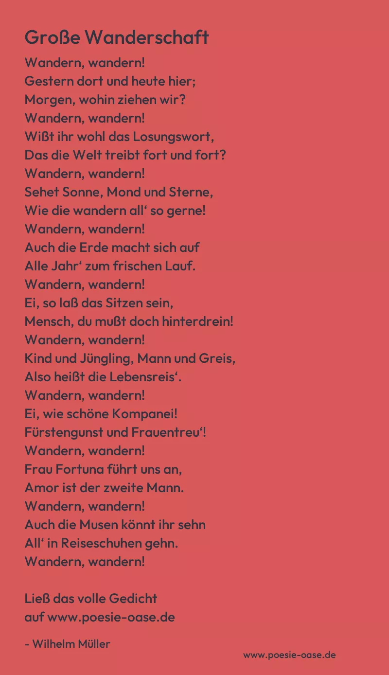 Gedicht: Große Wanderschaft von Wilhelm Müller