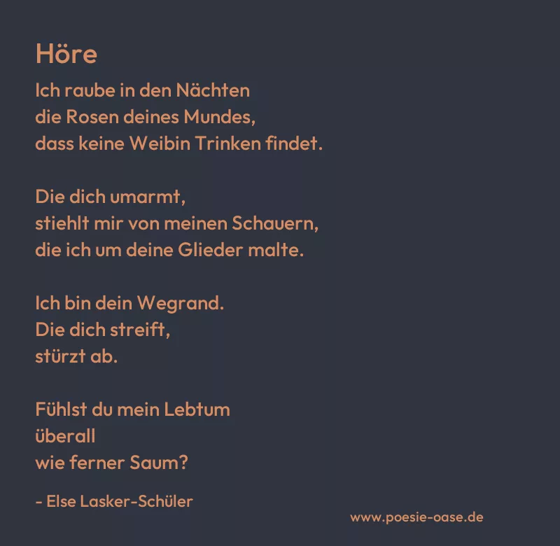Gedicht: Höre von Else Lasker-Schüler