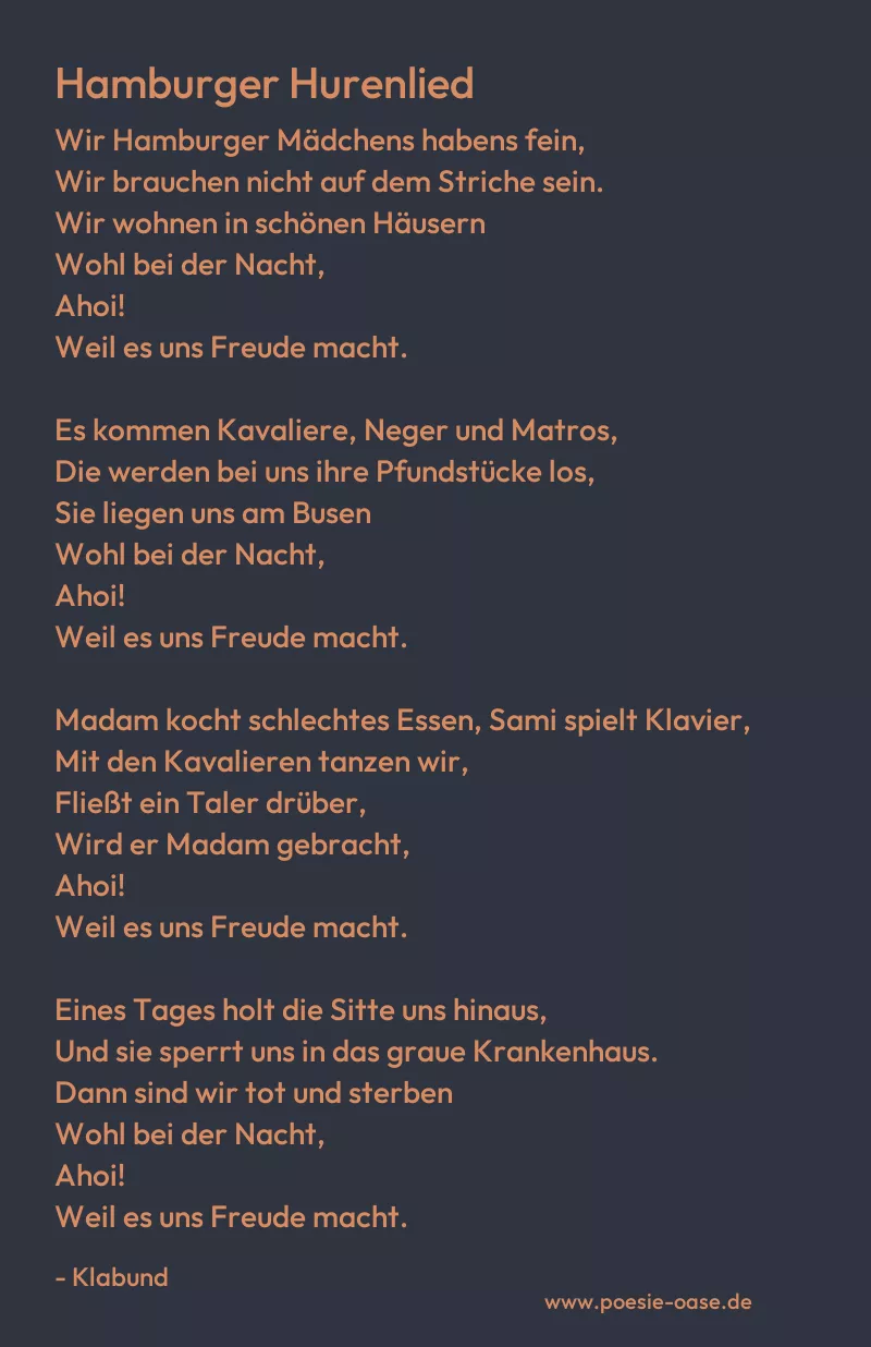 Gedicht: Hamburger Hurenlied von Klabund