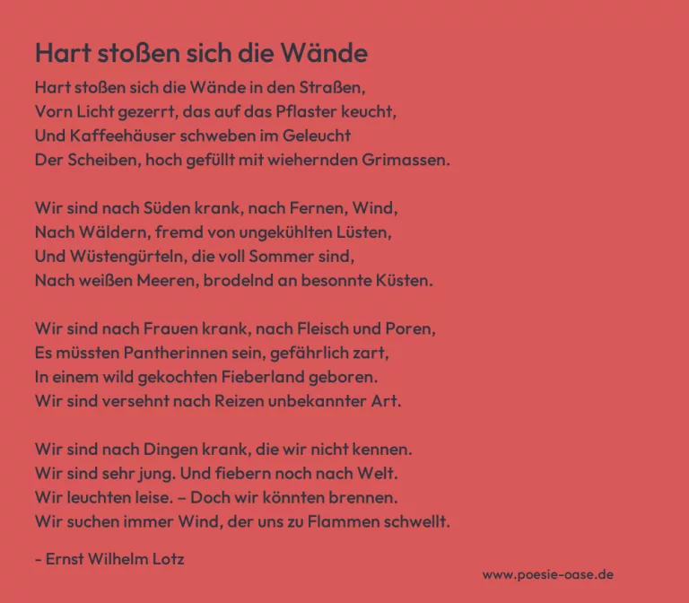 Hart stoßen sich die Wände