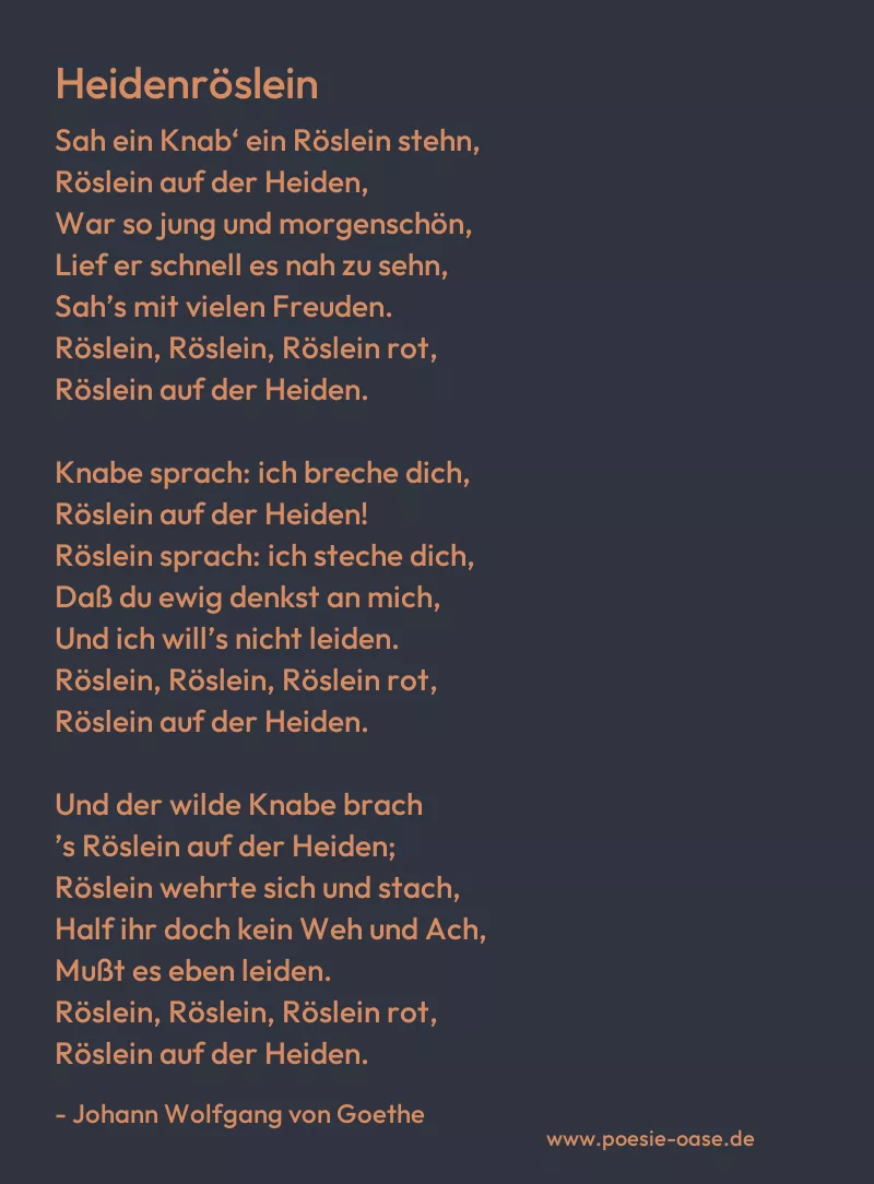 Gedicht: Heidenröslein von Johann Wolfgang von Goethe