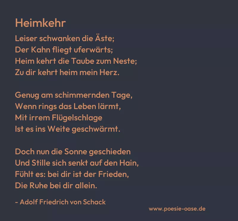 Gedicht: Heimkehr von Adolf Friedrich von Schack