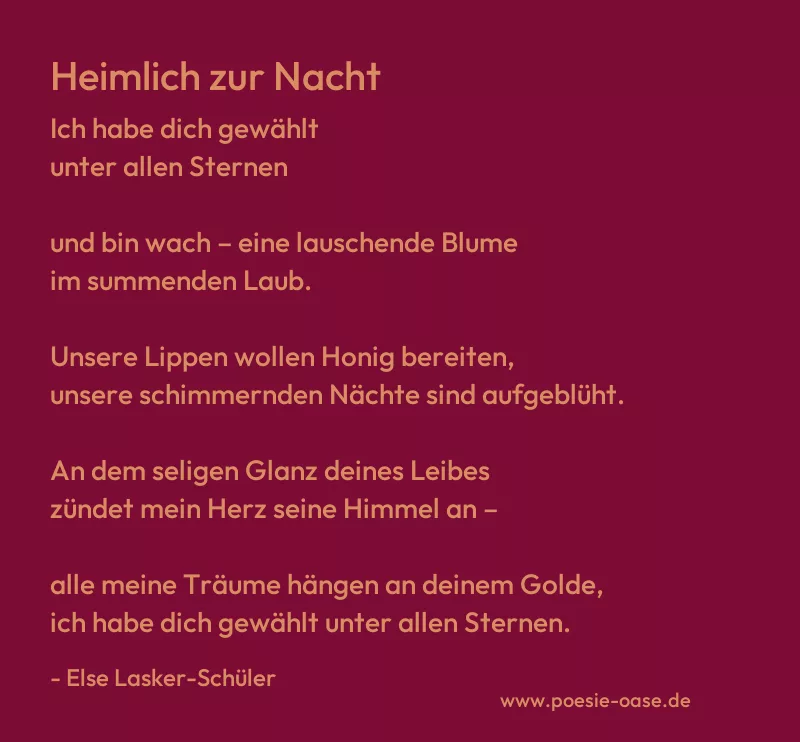 Gedicht: Heimlich zur Nacht von Else Lasker-Schüler