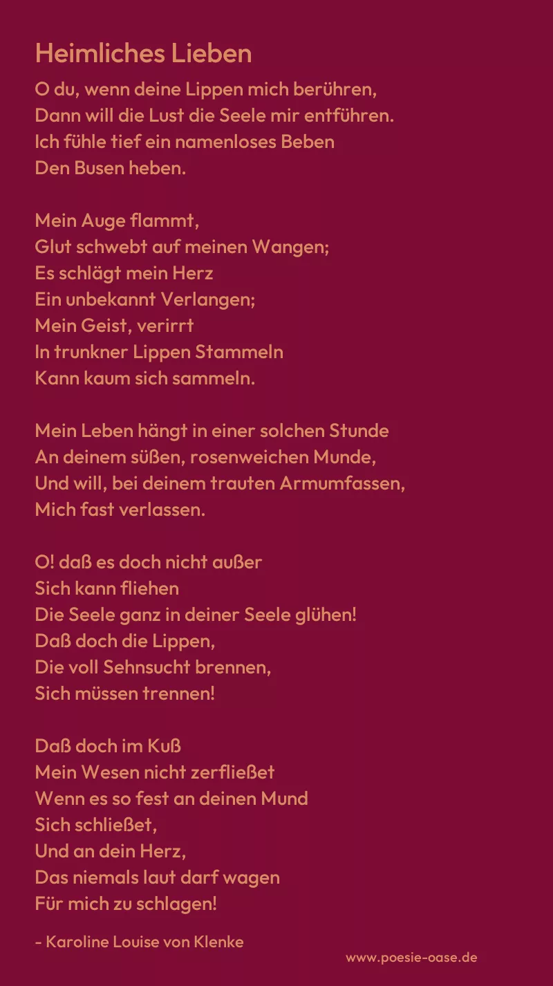 Gedicht: Heimliches Lieben von Karoline Louise von Klenke