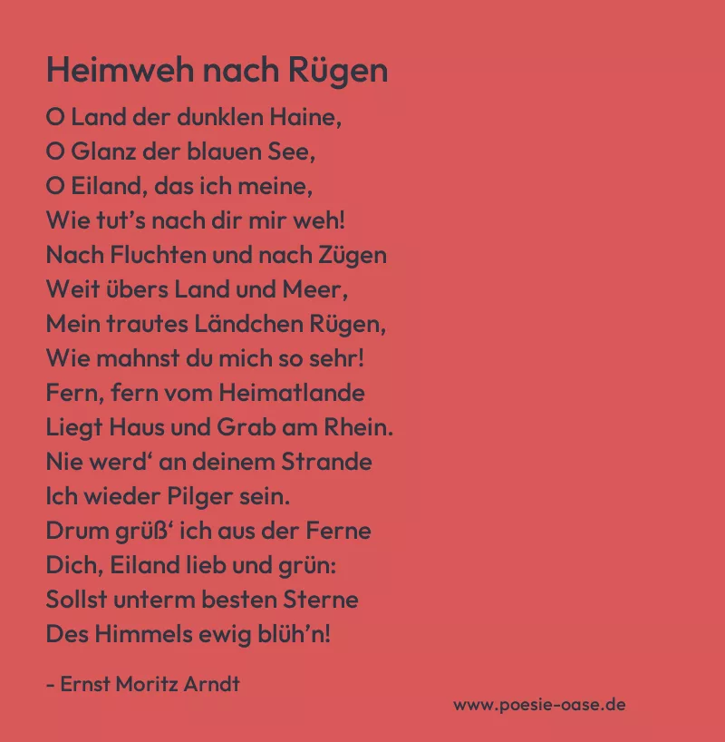 Gedicht: Heimweh nach Rügen von Ernst Moritz Arndt