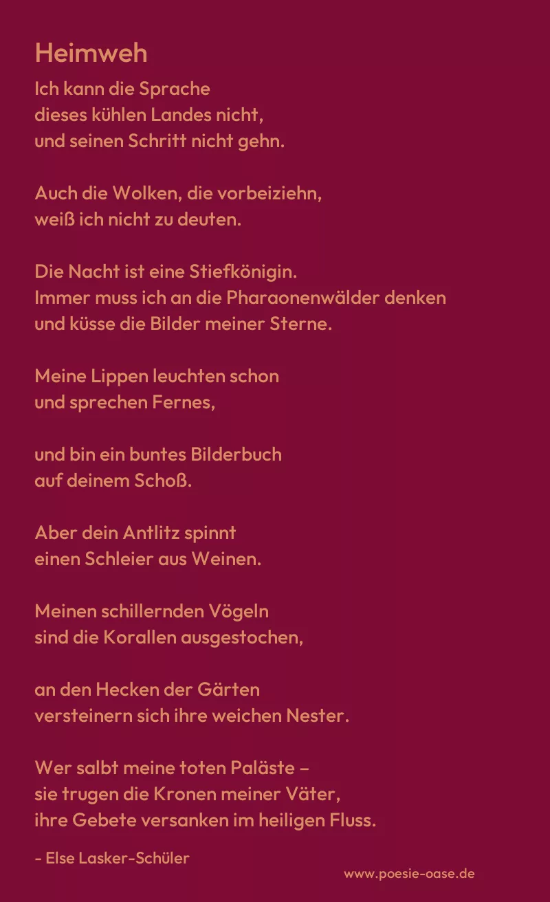 Gedicht: Heimweh von Else Lasker-Schüler