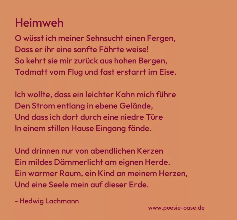 Gedicht: Heimweh von Hedwig Lachmann
