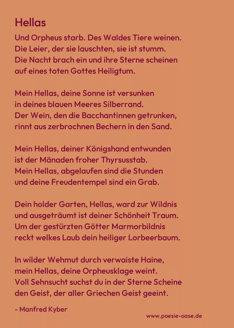 Gedicht: Hellas von Manfred Kyber
