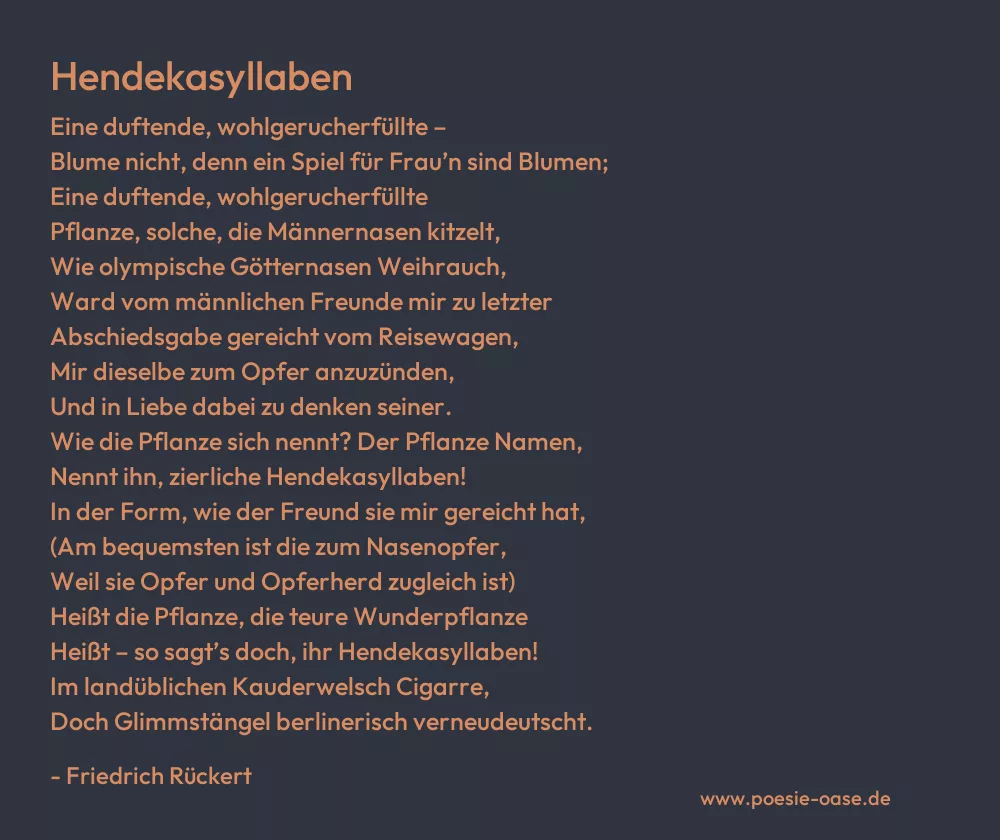 Gedicht: Hendekasyllaben von Friedrich Rückert
