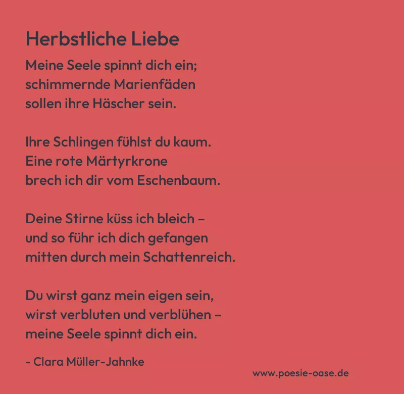 Gedicht: Herbstliche Liebe von Clara Müller-Jahnke