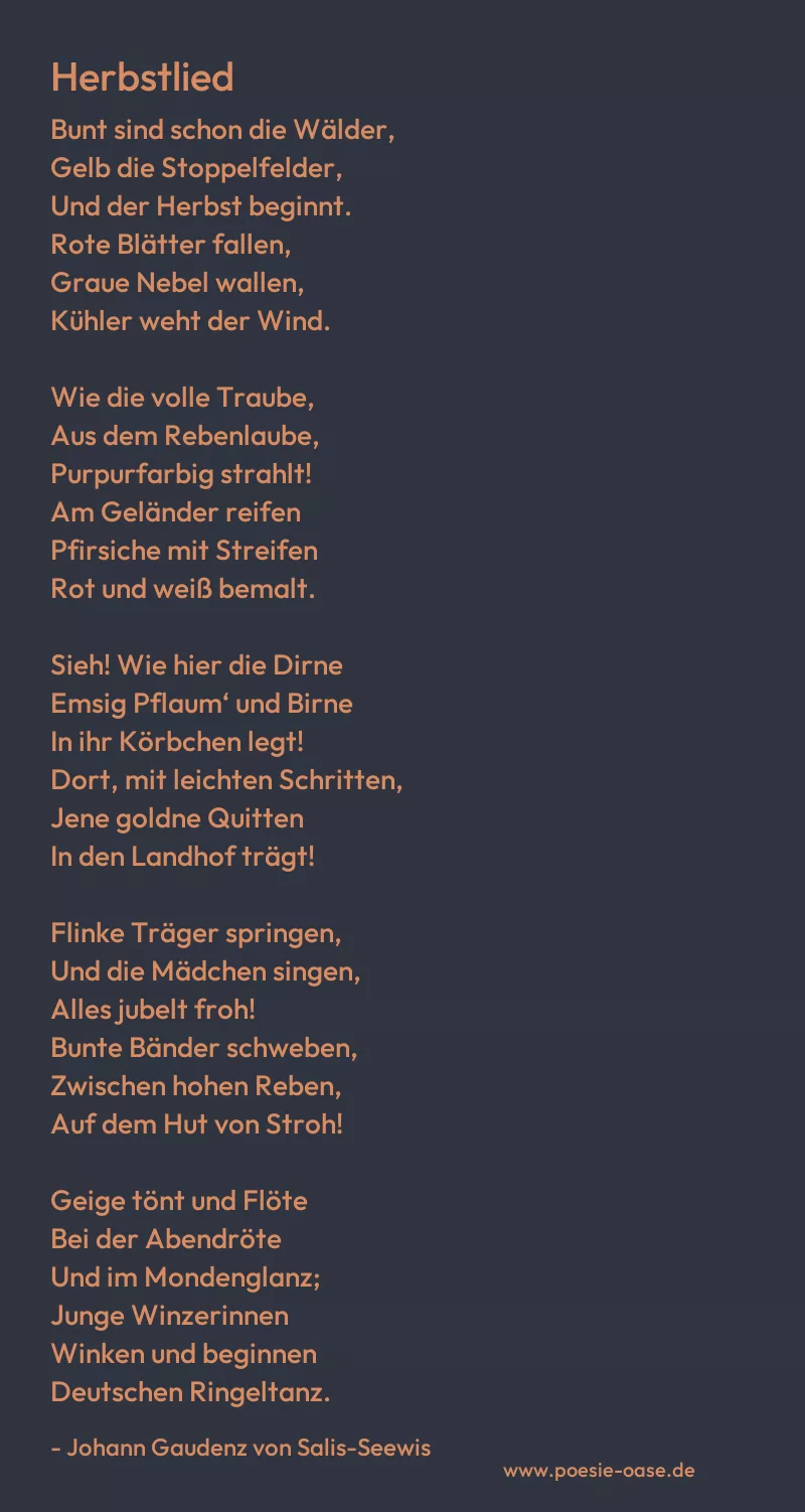 Gedicht: Herbstlied von Johann Gaudenz von Salis-Seewis