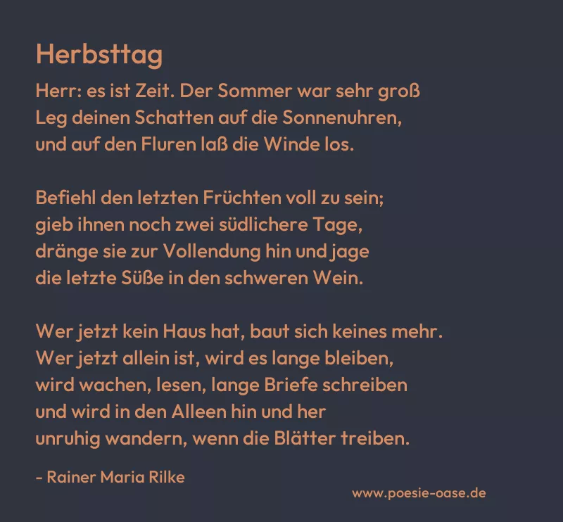 Gedicht: Herbsttag von Rainer Maria Rilke