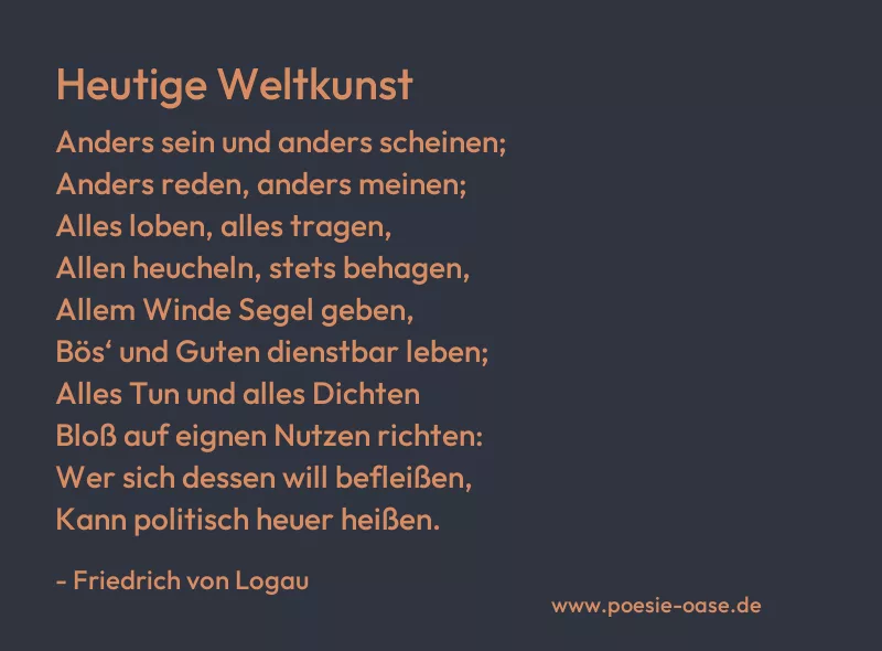 Gedicht: Heutige Weltkunst von Friedrich von Logau