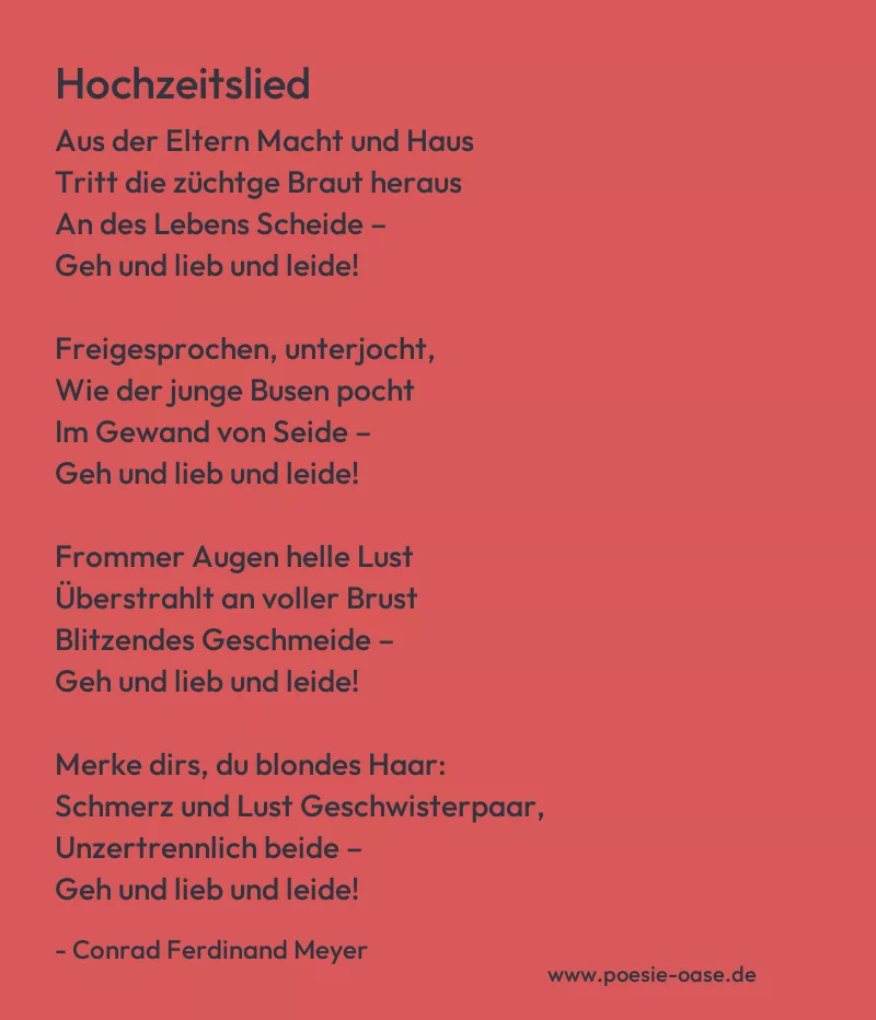 Gedicht: Hochzeitslied von Conrad Ferdinand Meyer