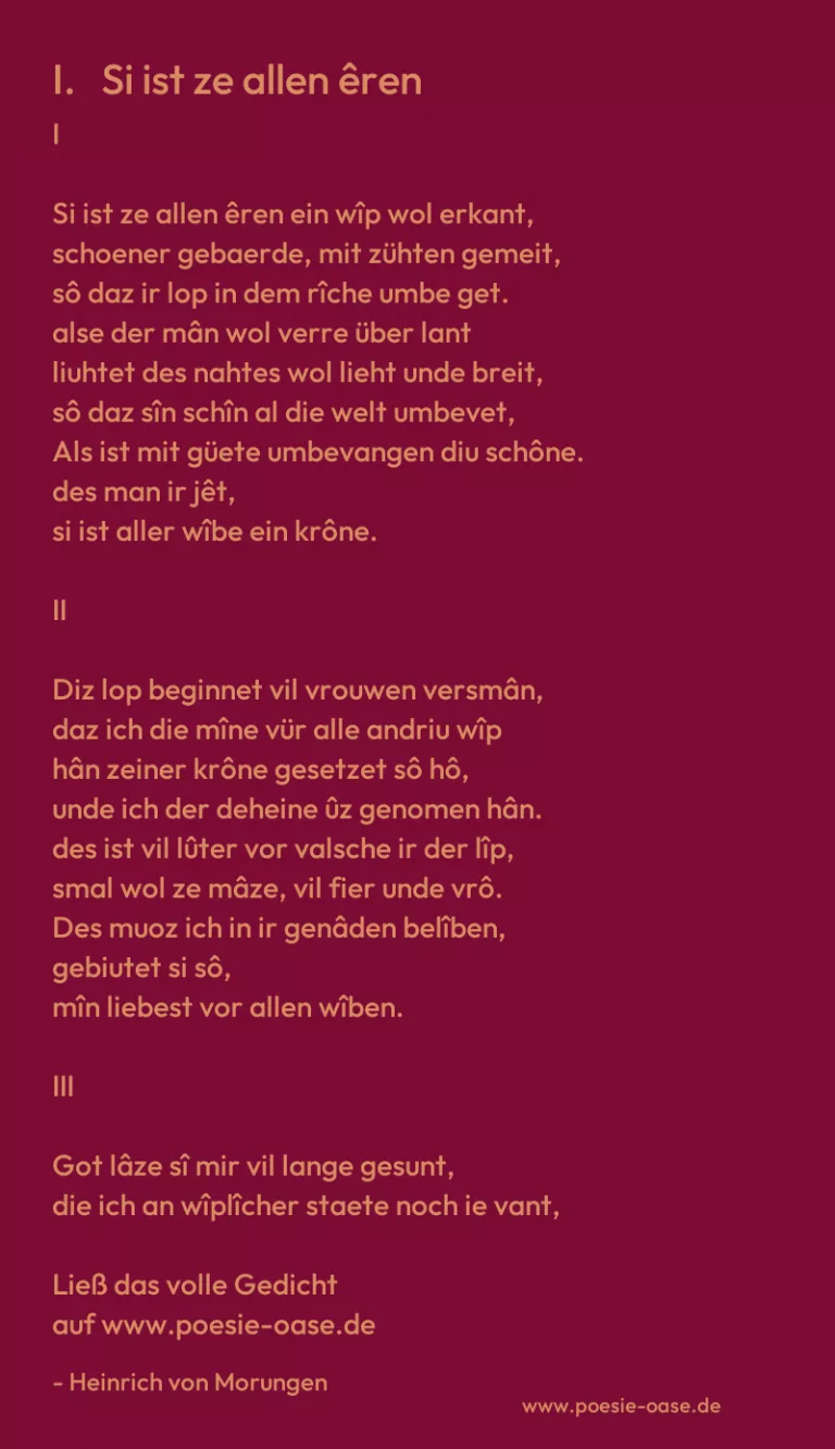 I.   Si ist ze allen êren