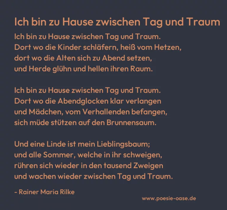 Ich bin zu Hause zwischen Tag und Traum