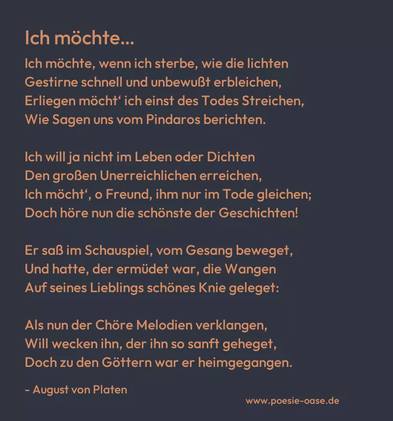 Gedicht: Ich möchte… von August von Platen