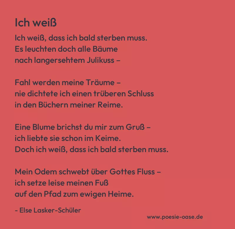 Gedicht: Ich weiß von Else Lasker-Schüler