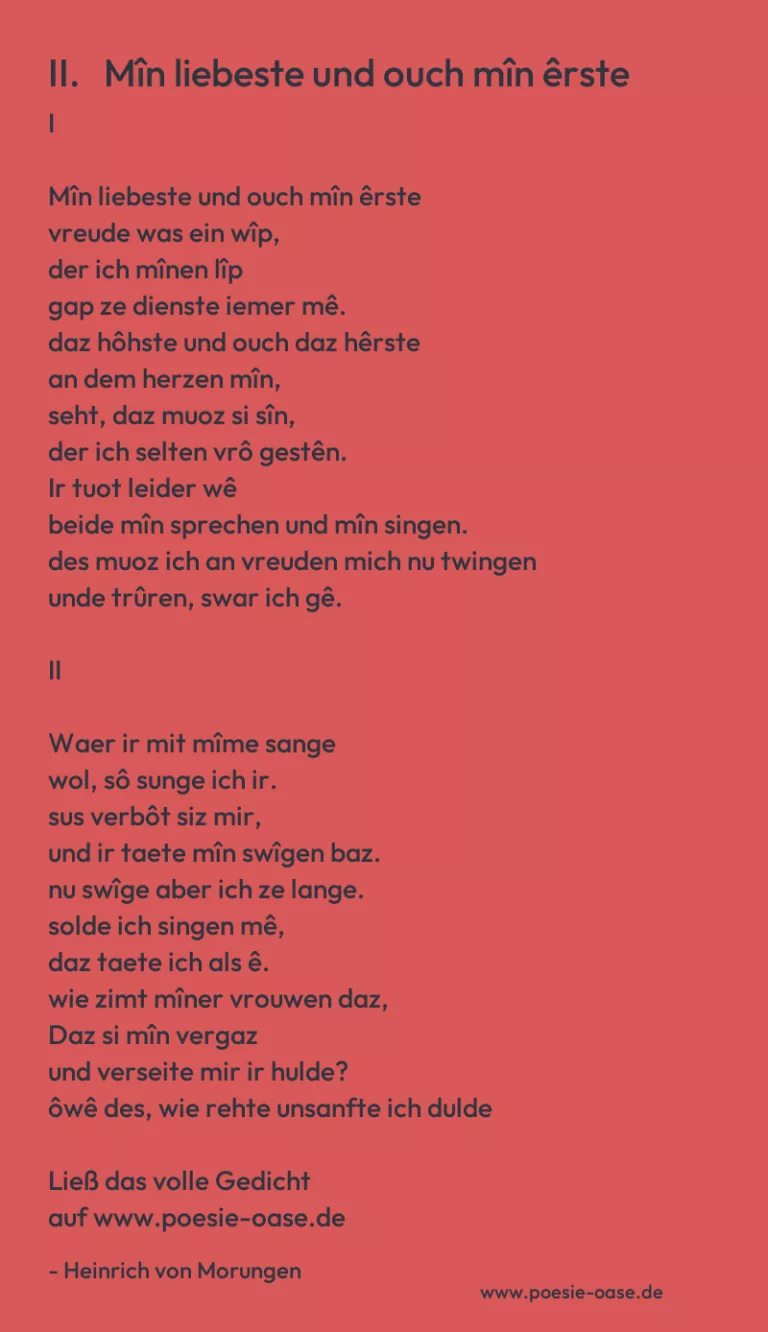 II.   Mîn liebeste und ouch mîn êrste