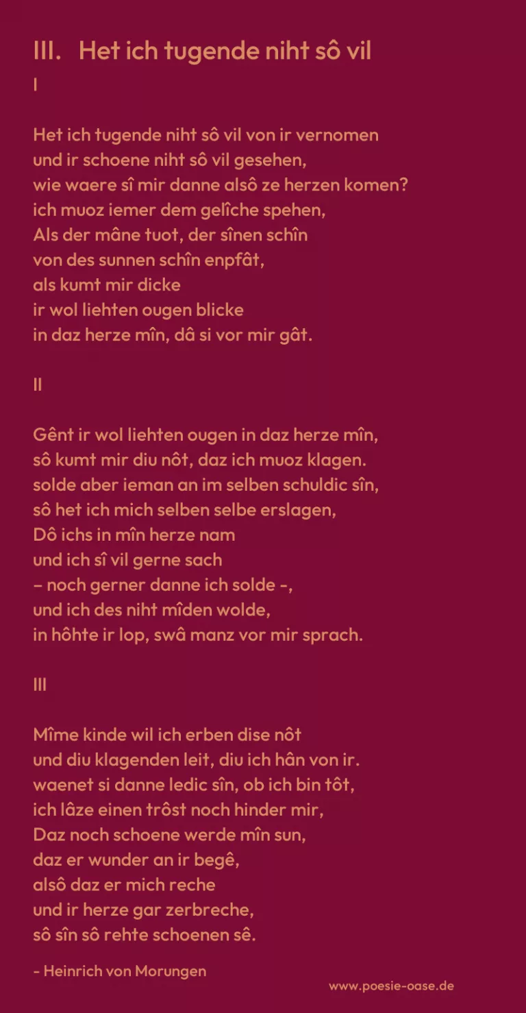 III.   Het ich tugende niht sô vil