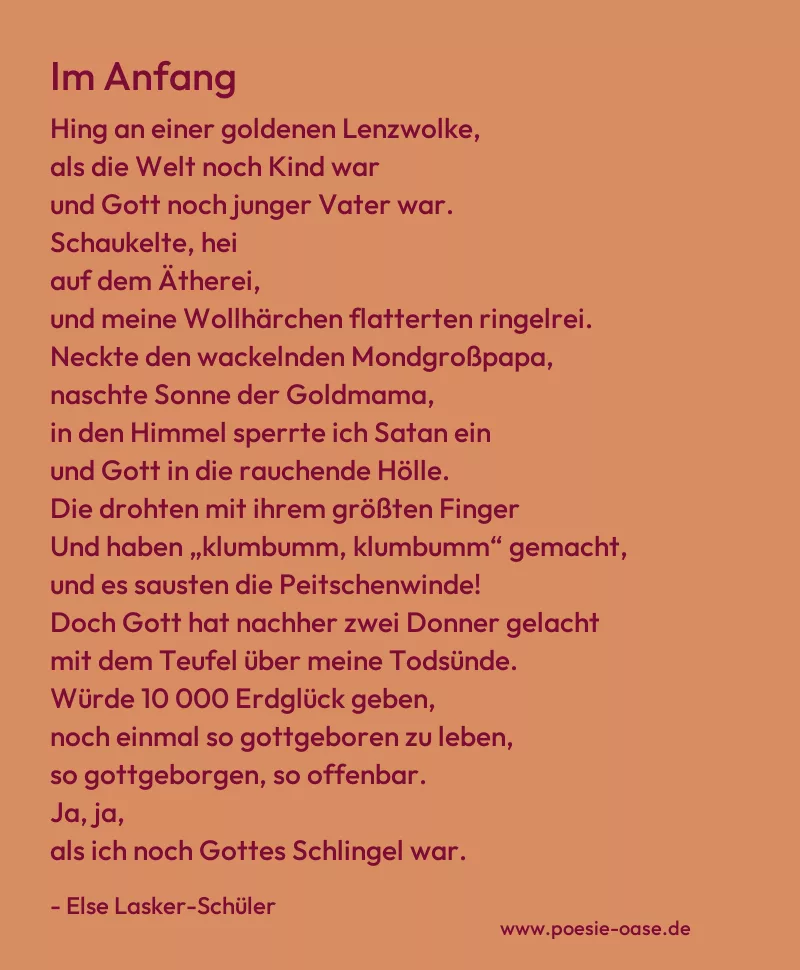 Gedicht: Im Anfang von Else Lasker-Schüler