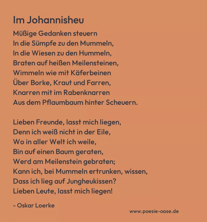 Gedicht: Im Johannisheu von Oskar Loerke