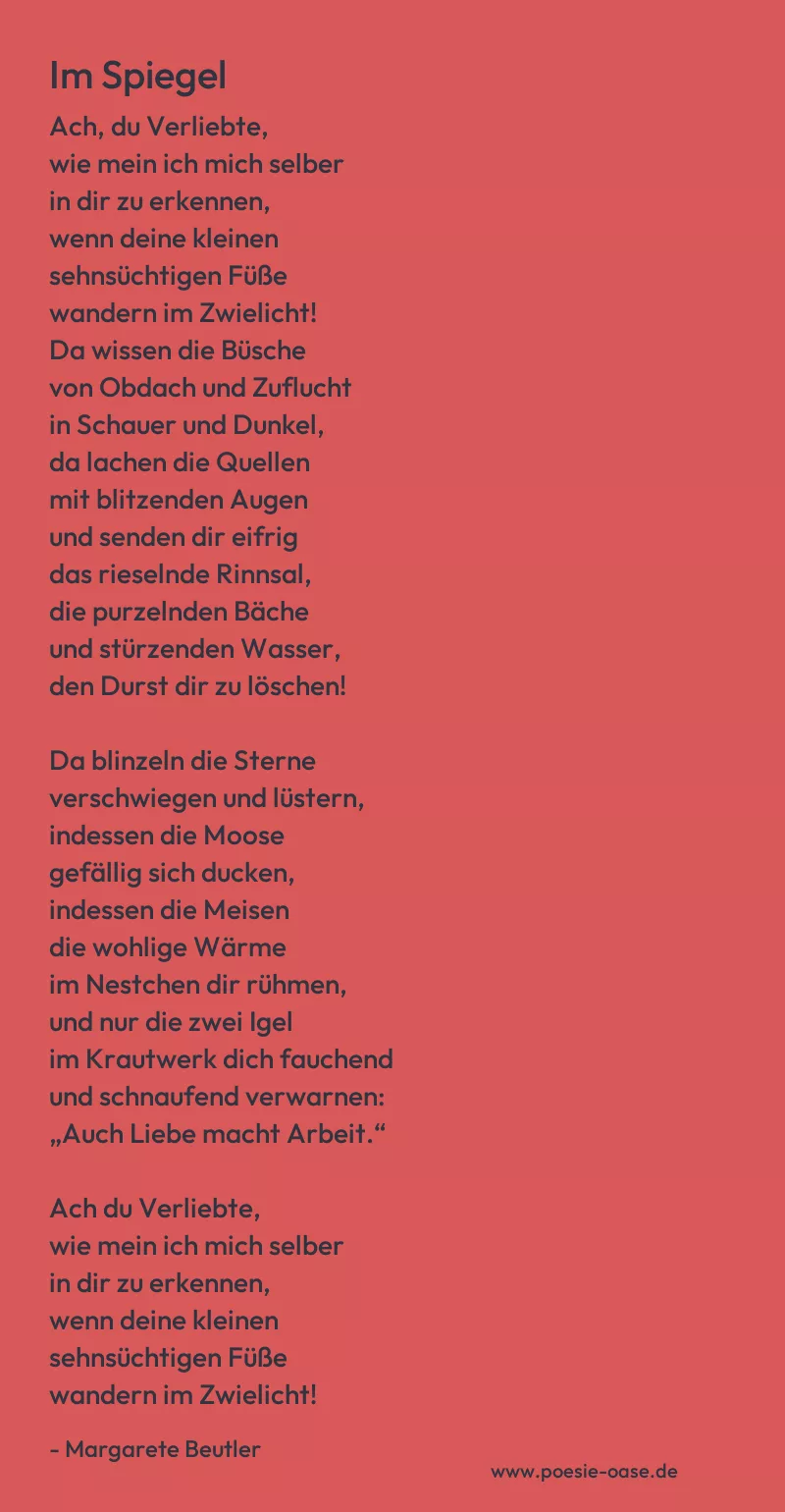 Gedicht: Im Spiegel von Margarete Beutler