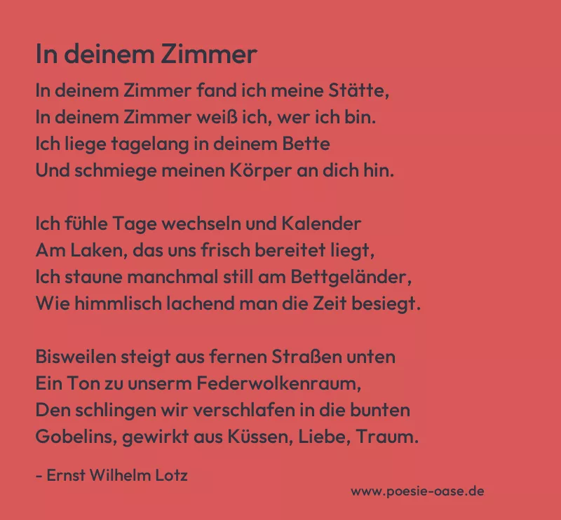 Gedicht: In deinem Zimmer von Ernst Wilhelm Lotz