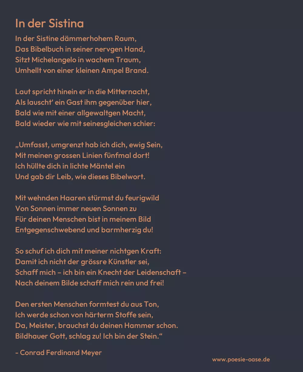 Gedicht: In der Sistina von Conrad Ferdinand Meyer