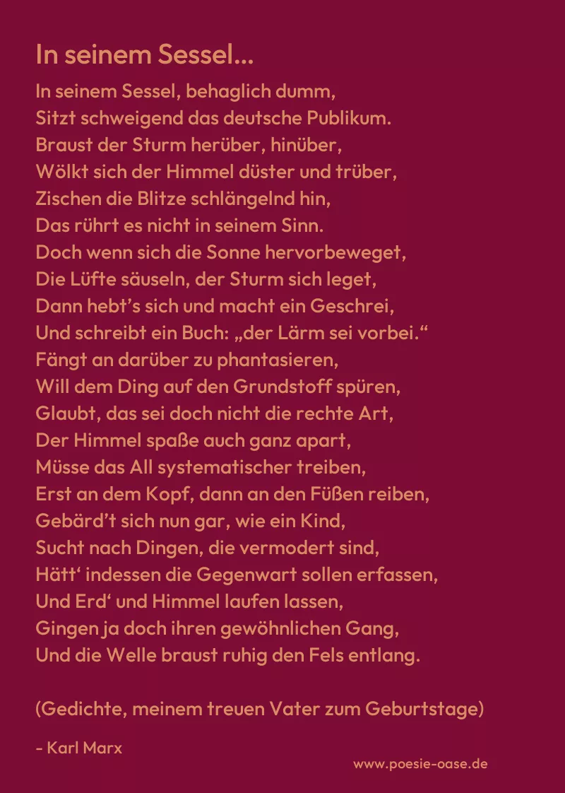 Gedicht: In seinem Sessel… von Karl Marx
