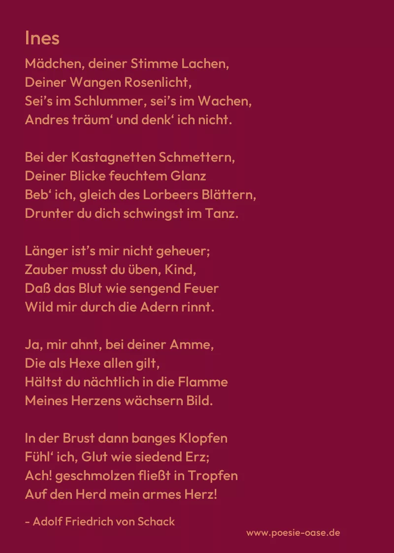 Gedicht: Ines von Adolf Friedrich von Schack