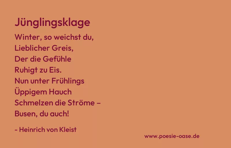 Gedicht: Jünglingsklage von Heinrich von Kleist
