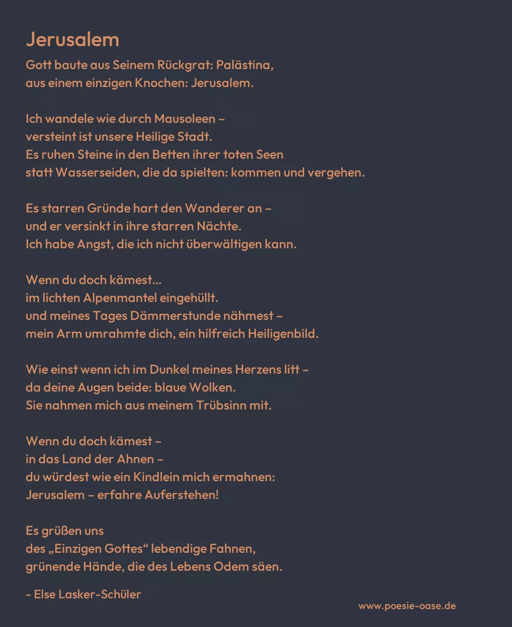 Gedicht: Jerusalem von Else Lasker-Schüler